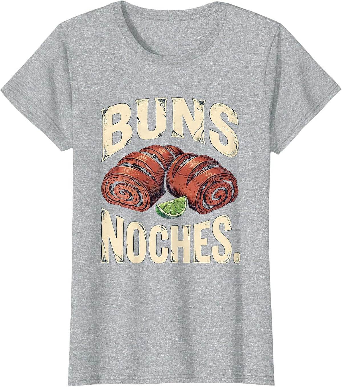 Women's Buns Noches Vintage Cinco De Mayo Spanish Pun Party Humor T-Shirt - Heather Grey