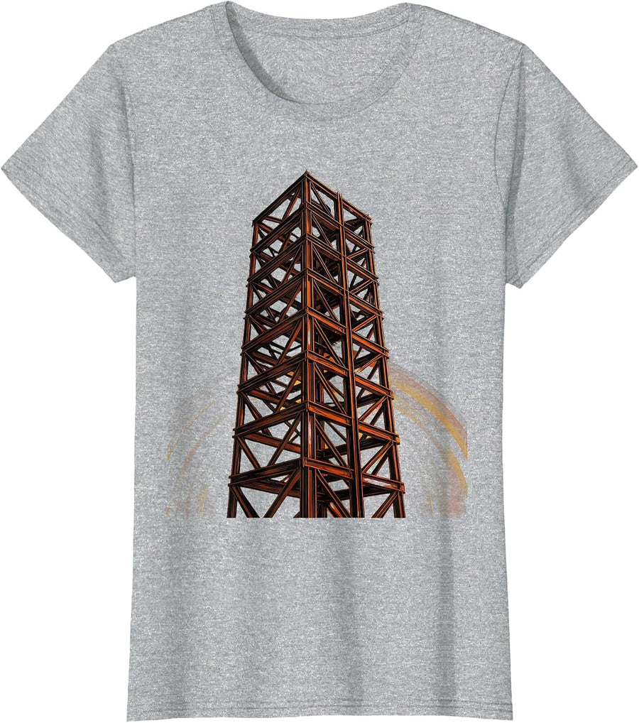 Labor Day Rising Skyscraper Steel Girder Illustration T-Shirt, Women, Heather Grey, 3X-Large - As Pictured