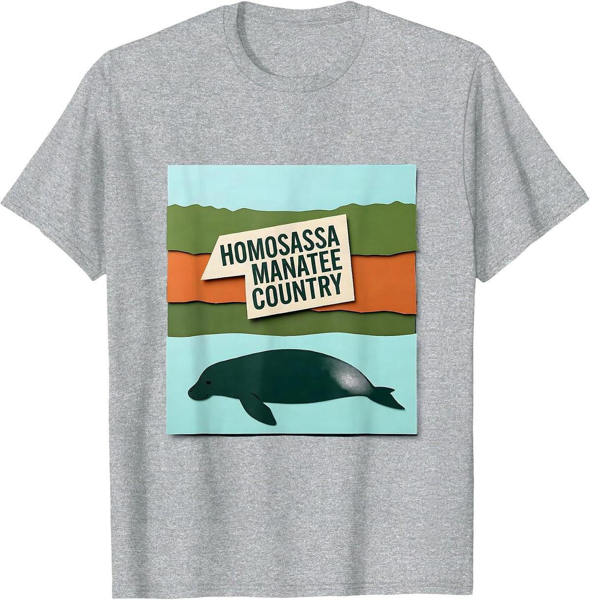 Men's Homosassa Manatee Country Florida Swamp Pride Retro T-Shirt - Heather Grey