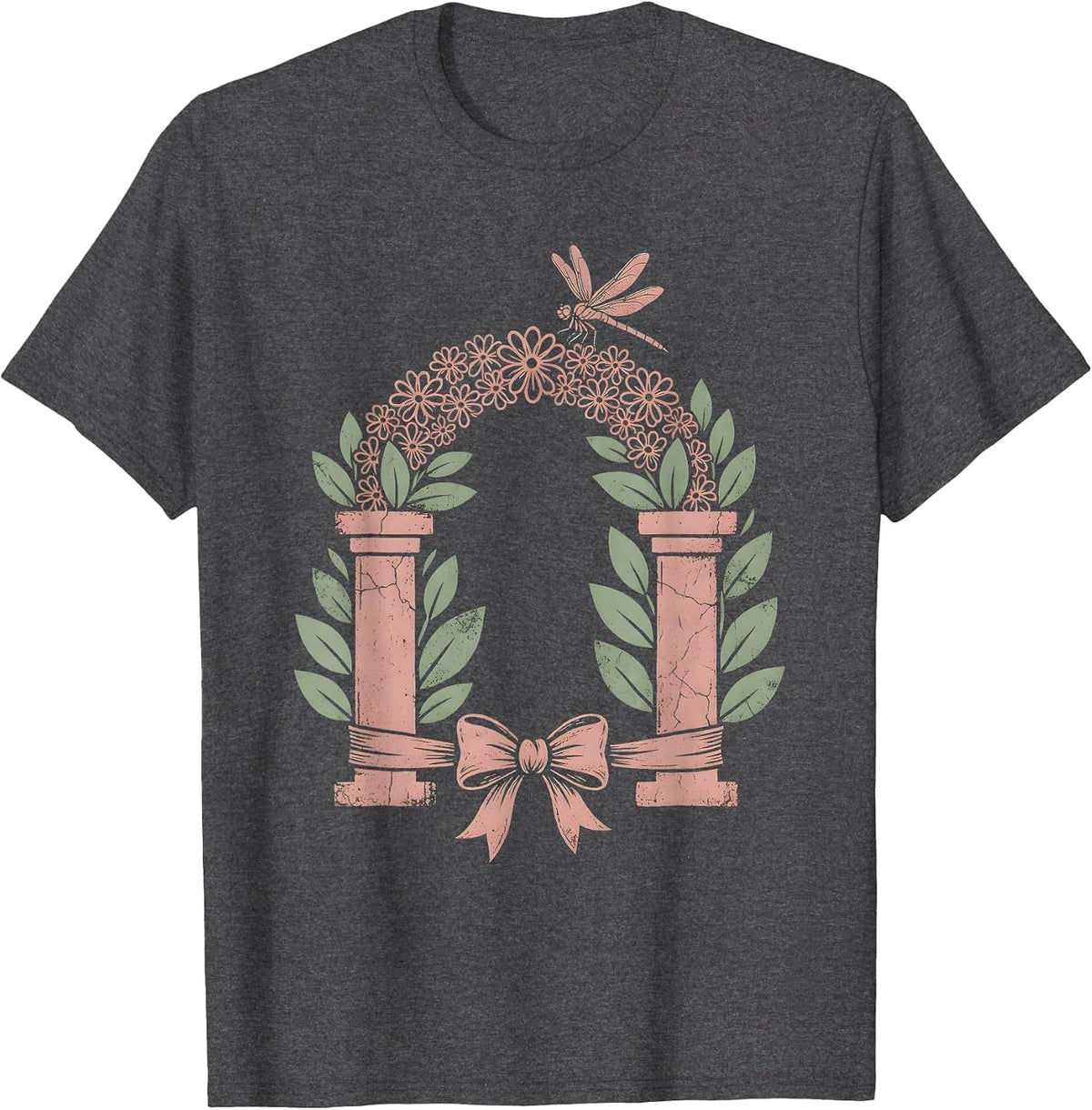 Bridal Wedding Arch with Climbing Roses Graphic T-Shirt - Dark Heather Grey