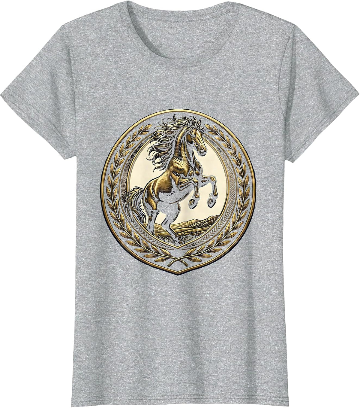 Dominant Stallion Rearing Up on Hilltop T-Shirt - Heather Grey