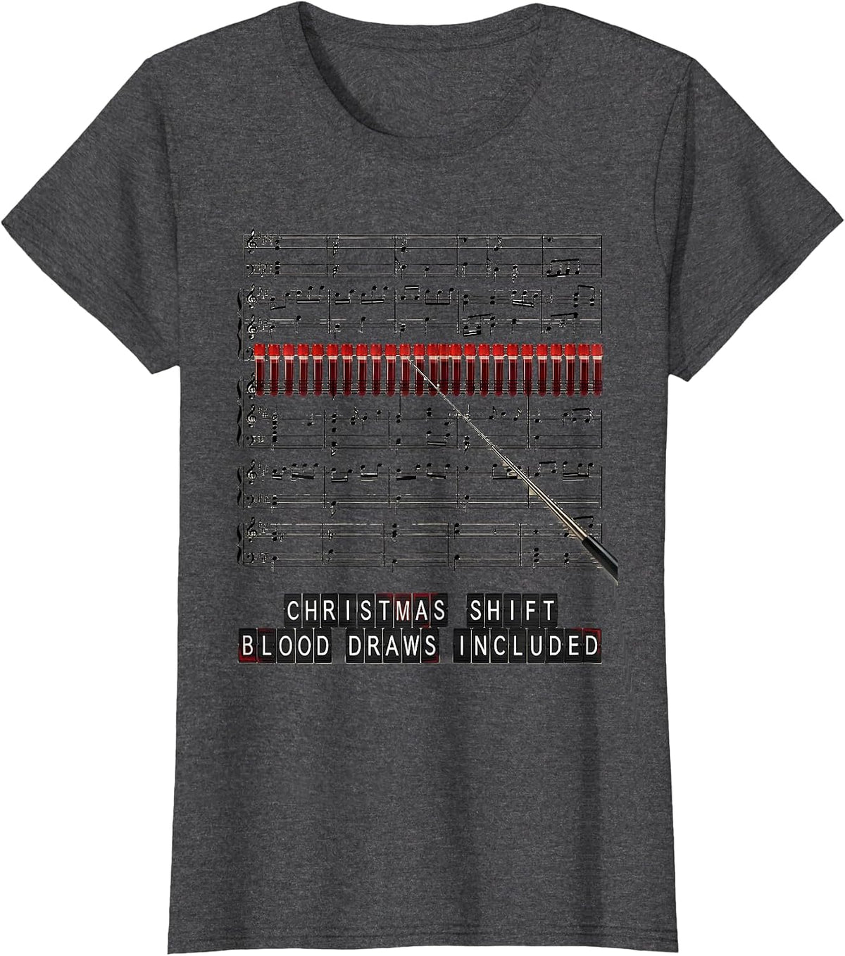 Women's Christmas Shift Blood Draws Included Phlebotomist Tech T-Shirt - Dark Heather Grey