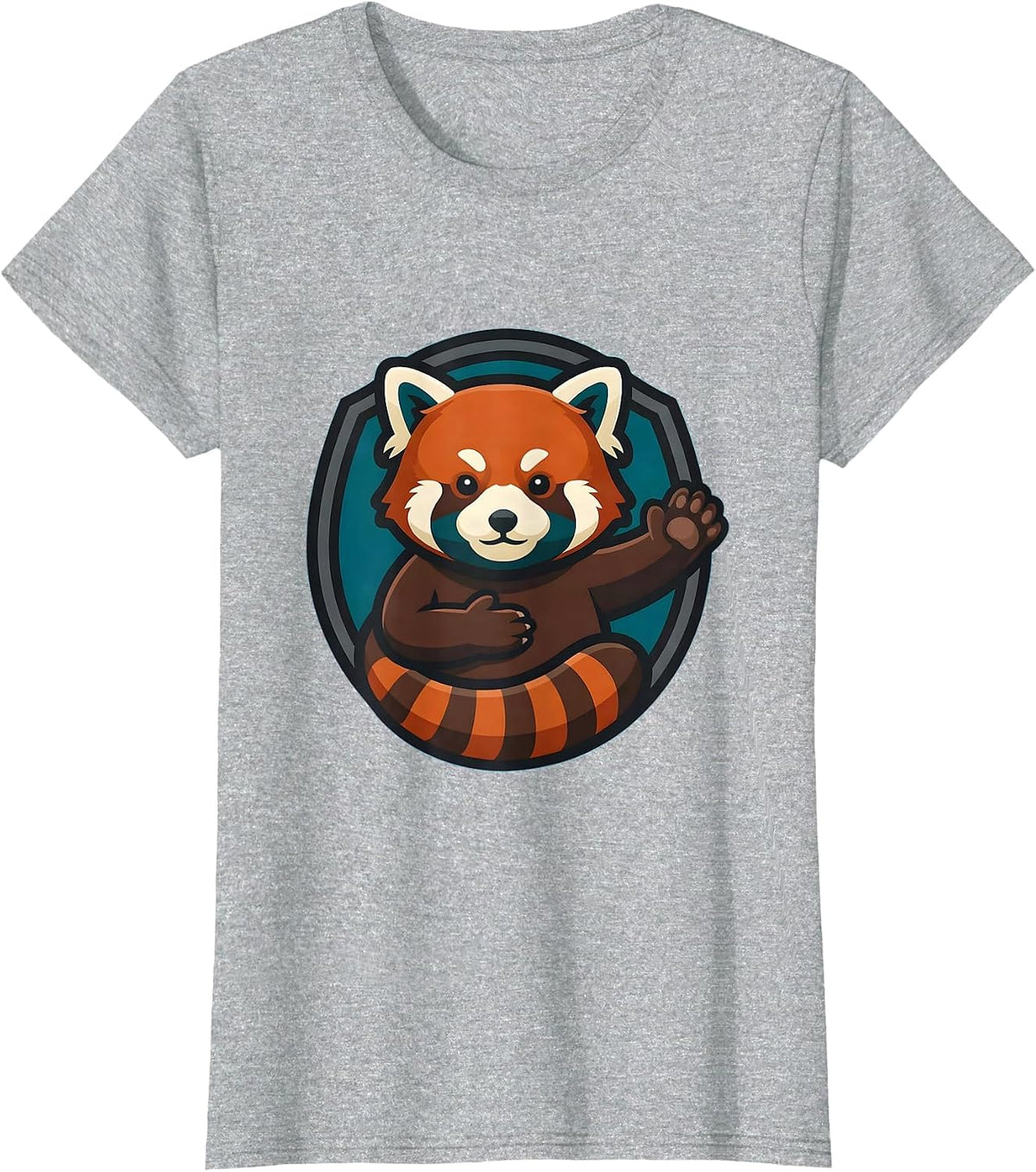 Women's Red Panda Shield Mascot Cute Animal Lover Gift T-Shirt - Heather Grey