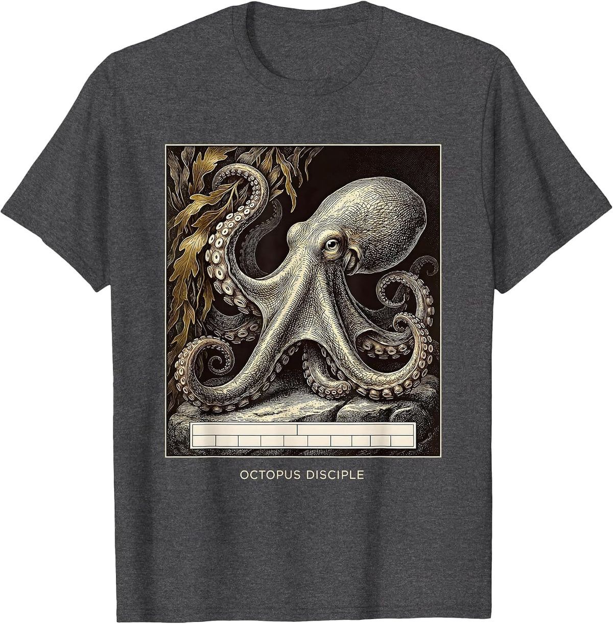 Men's Octopus Disciple Vintage Kraken Sea Monster Octopus Lover T-Shirt - Dark Heather Grey