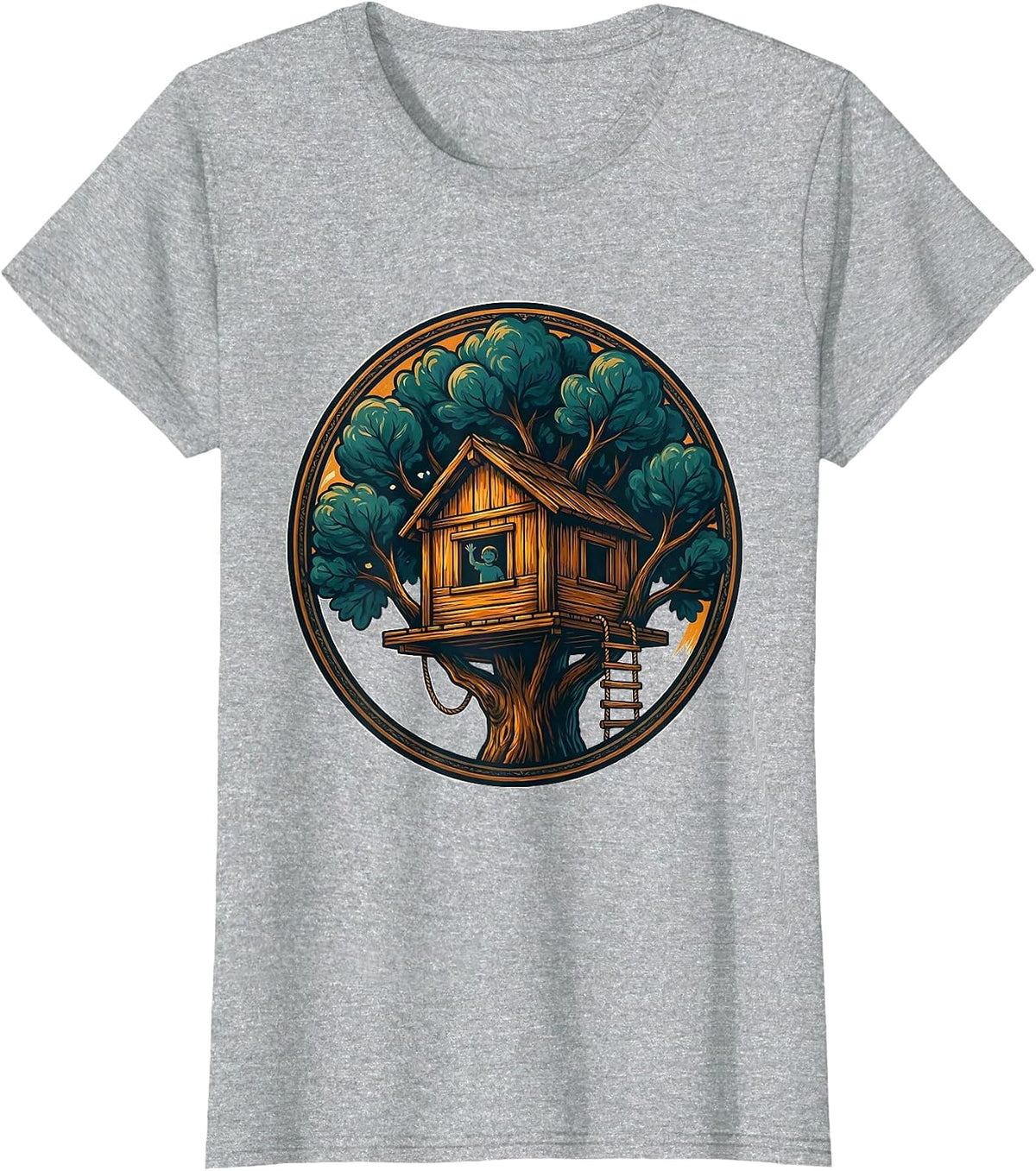 Hello From the Treehouse Cute Kids Climbing Design T-Shirt - Heather Grey