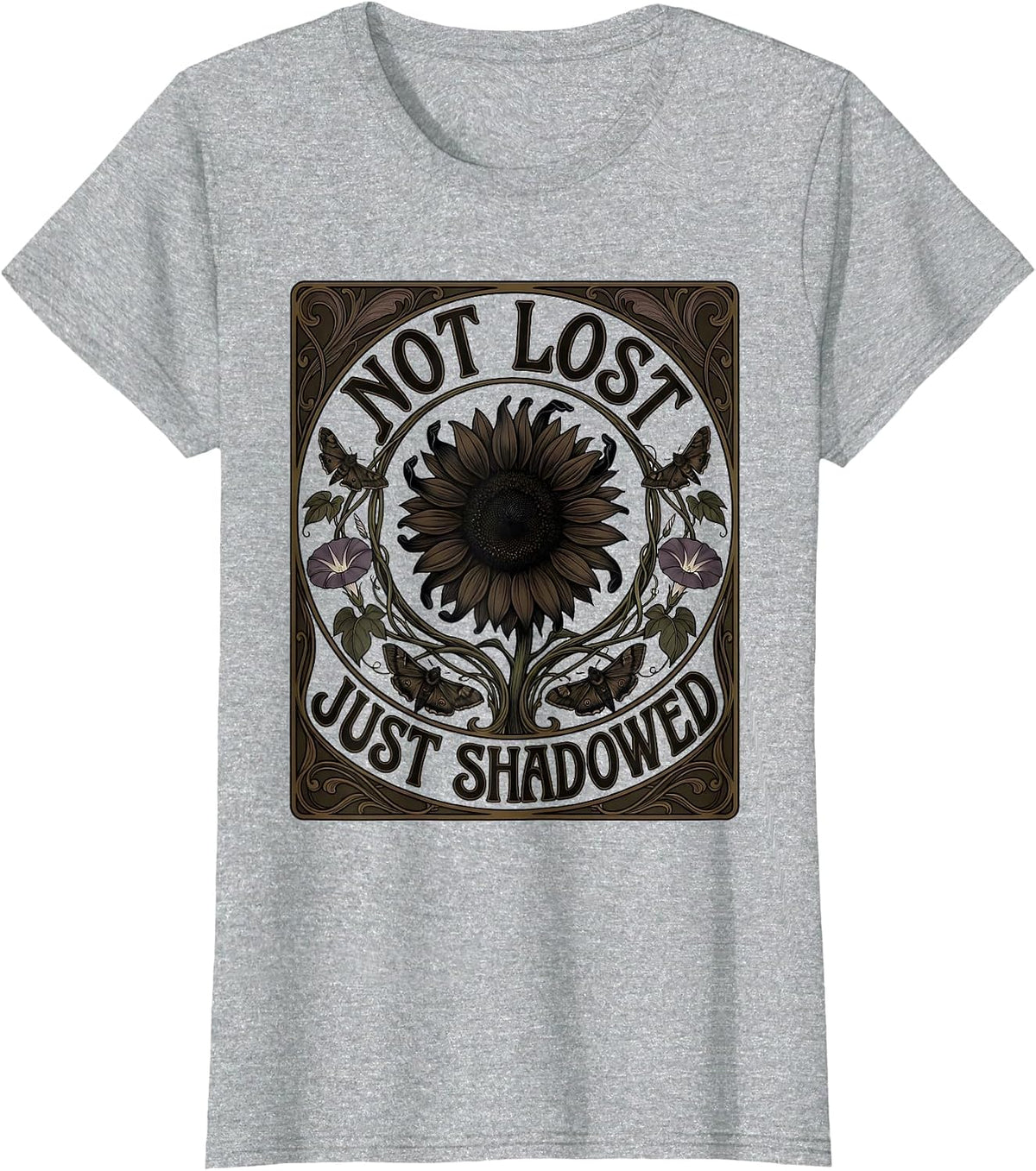 Not Lost Just Shadowed Dark Aesthetic Design T-Shirt - Heather Grey
