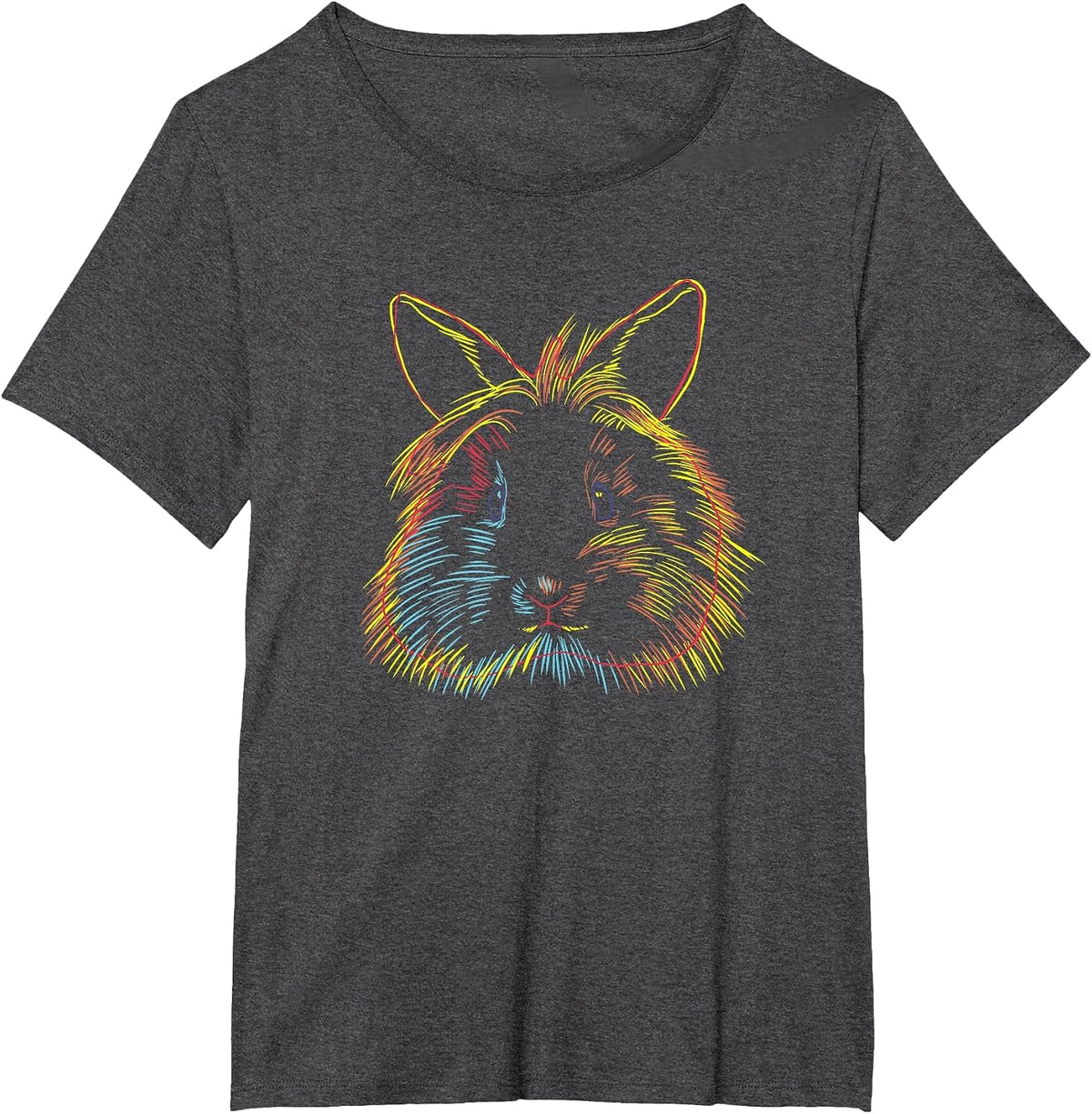 Colourful Rabbit Lion Head Rabbit T-Shirt - Dark Heather Grey