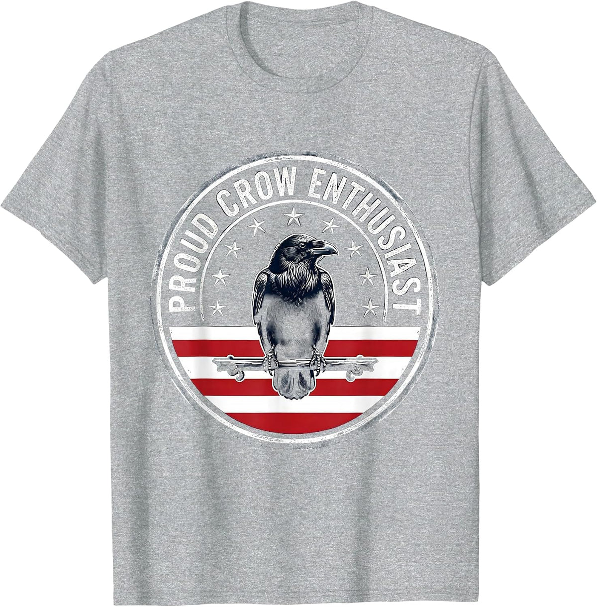 Men's Proud Crow Enthusiast Bird Lover Design T-Shirt - Heather Grey