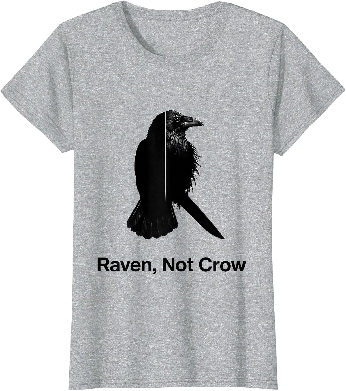 Raven Not Crow Minimalist Bird Lover Dark Humor T-Shirt - Heather Grey