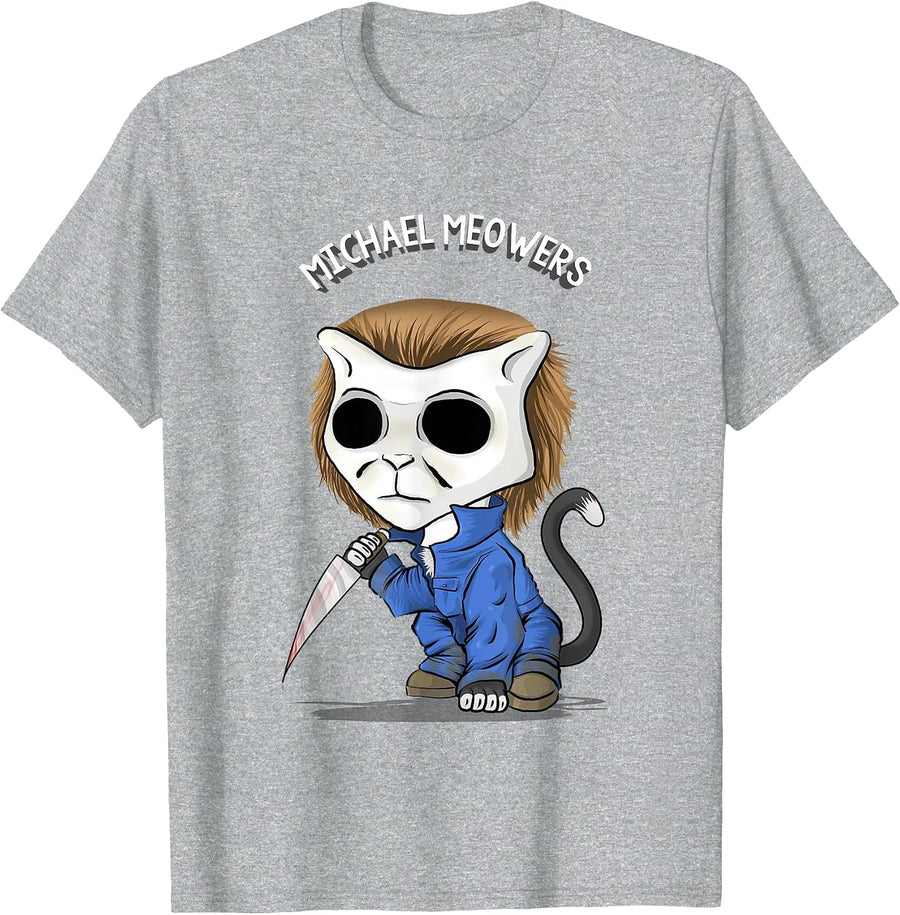 Michael Meowers/Halloween Cat T-Shirt - Heather Grey