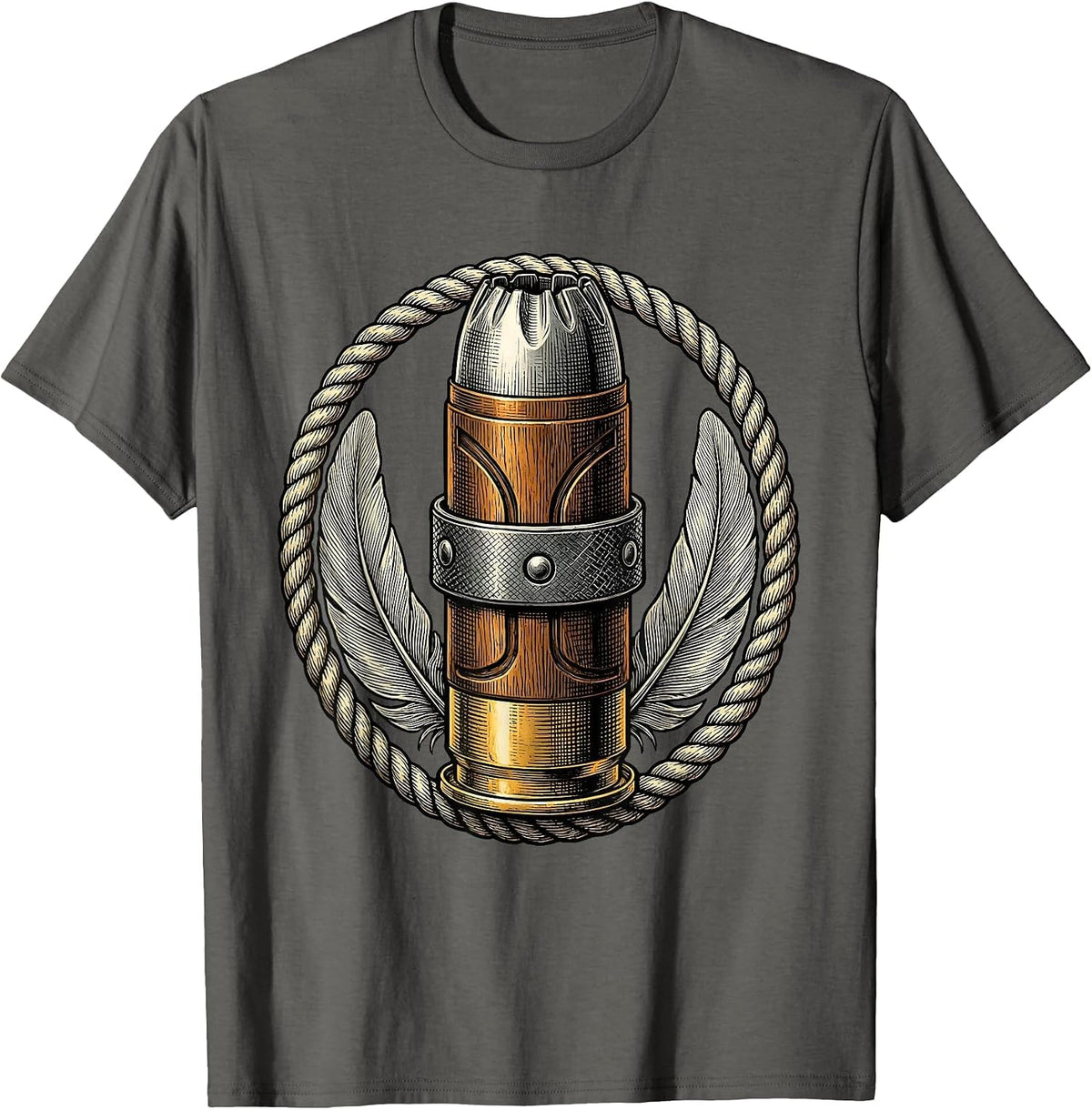 Men's Duck Band Shotgun Shell Hunting Graphic T-Shirt - Asphalt Grey