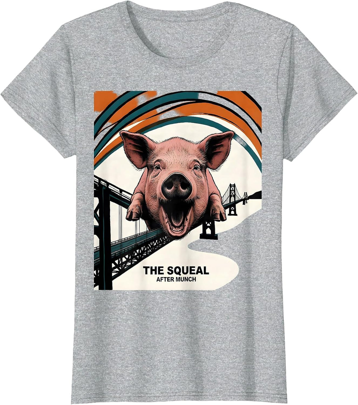 Women's The Squeal — After Munch Artistic Vintage Painting Parody T-Shirt - Heather Grey