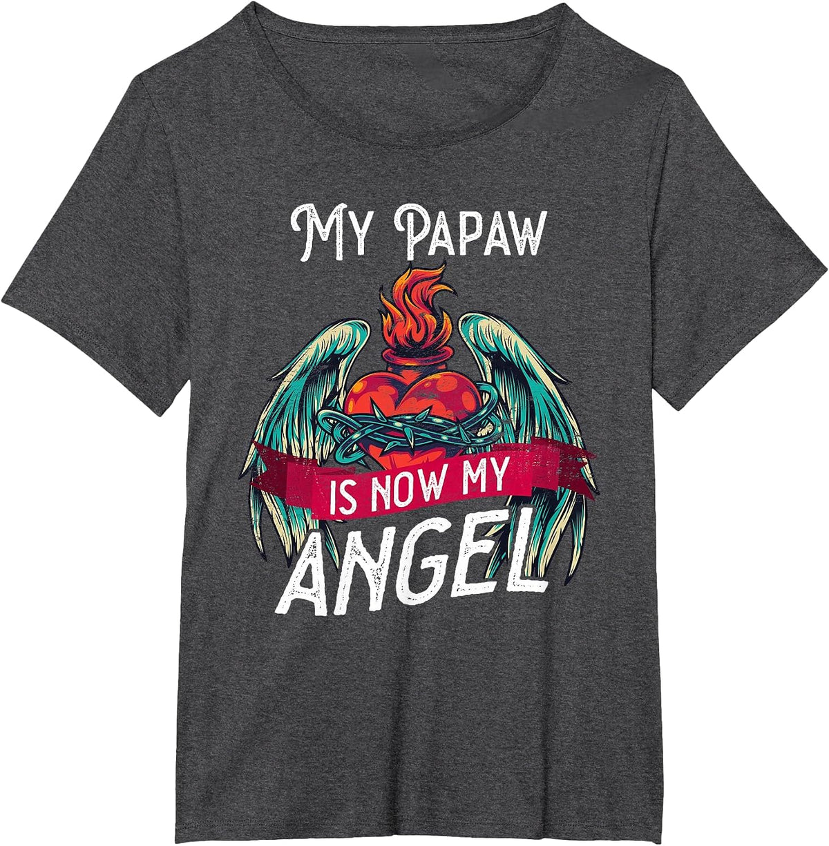 Loving Memory Loss by My Papaw Angel in Heaven T-Shirt - Dark Heather Grey