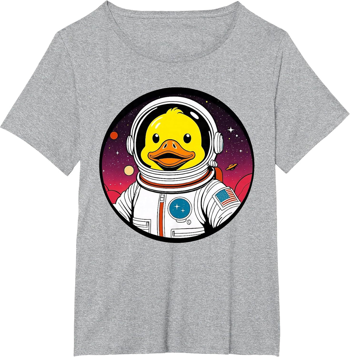 Cute Rubber Duck Space Astronaut Duck Lovers Men Women Kids T-Shirt - Heather Grey