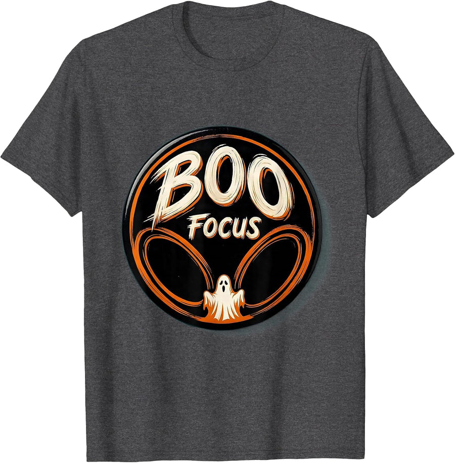 Men's Boo Focus Funny Eye Doctor Halloween Optometrist Costume T-Shirt - Dark Heather Grey