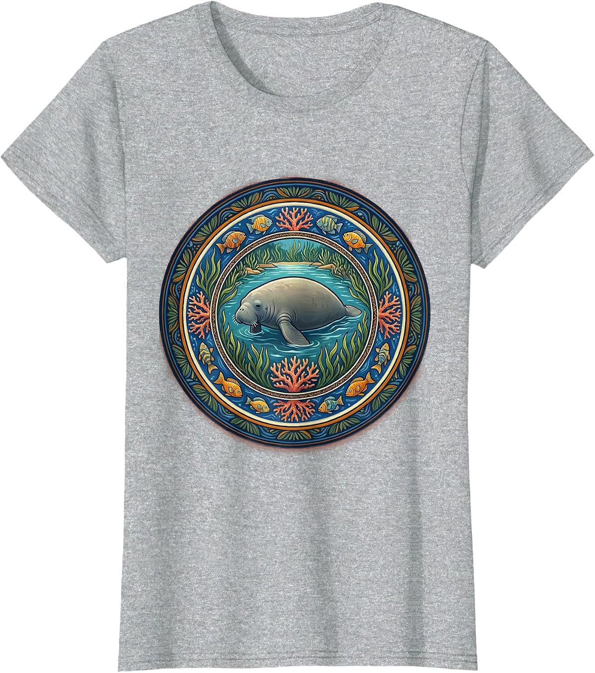 Puerto Rico Manatee Lagoon Graphic Design T-Shirt - Heather Grey