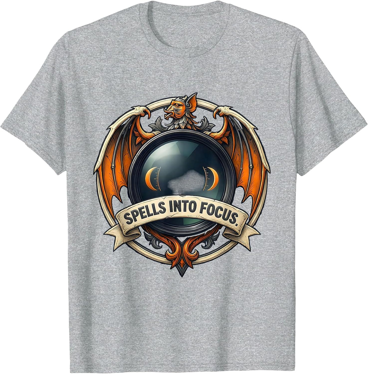 Men's Spells Into Focus Emblem Funny Halloween Optometrist Eye T-Shirt - Heather Grey
