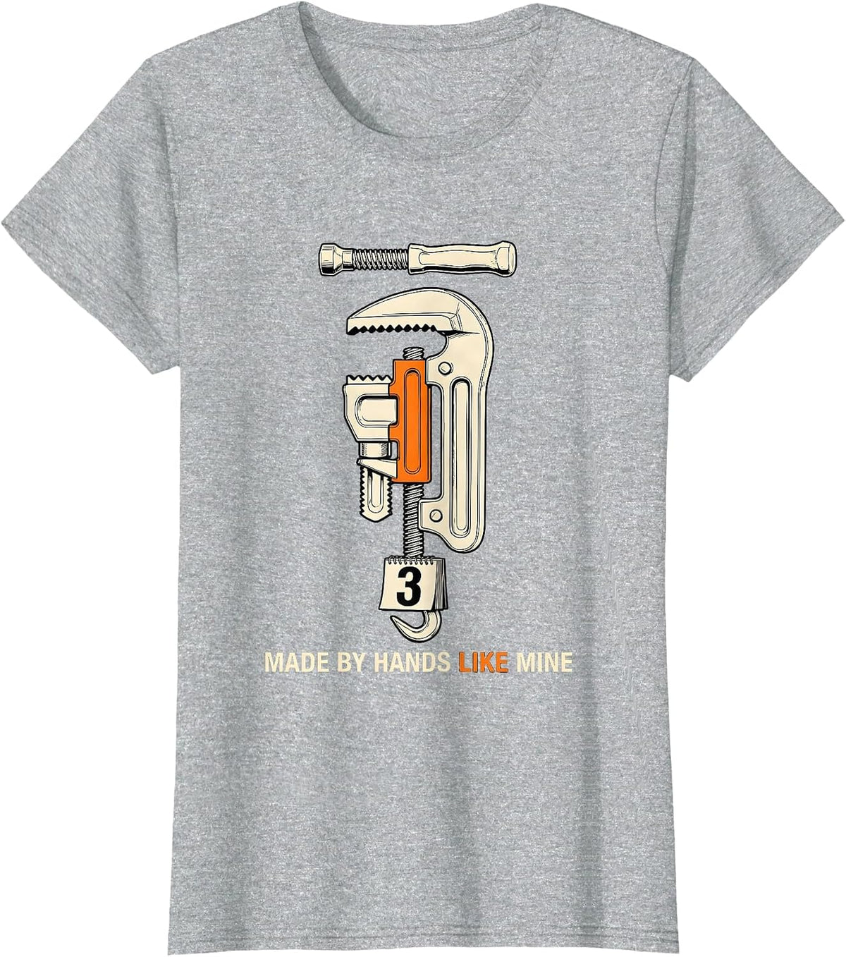 Made By Hands Like Mine Funny Blue Collar Tradesman Labor T-Shirt - Heather Grey