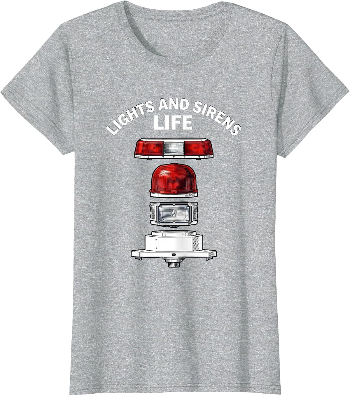 Lights and Sirens Life EMT Graphic Design T-Shirt - Heather Grey