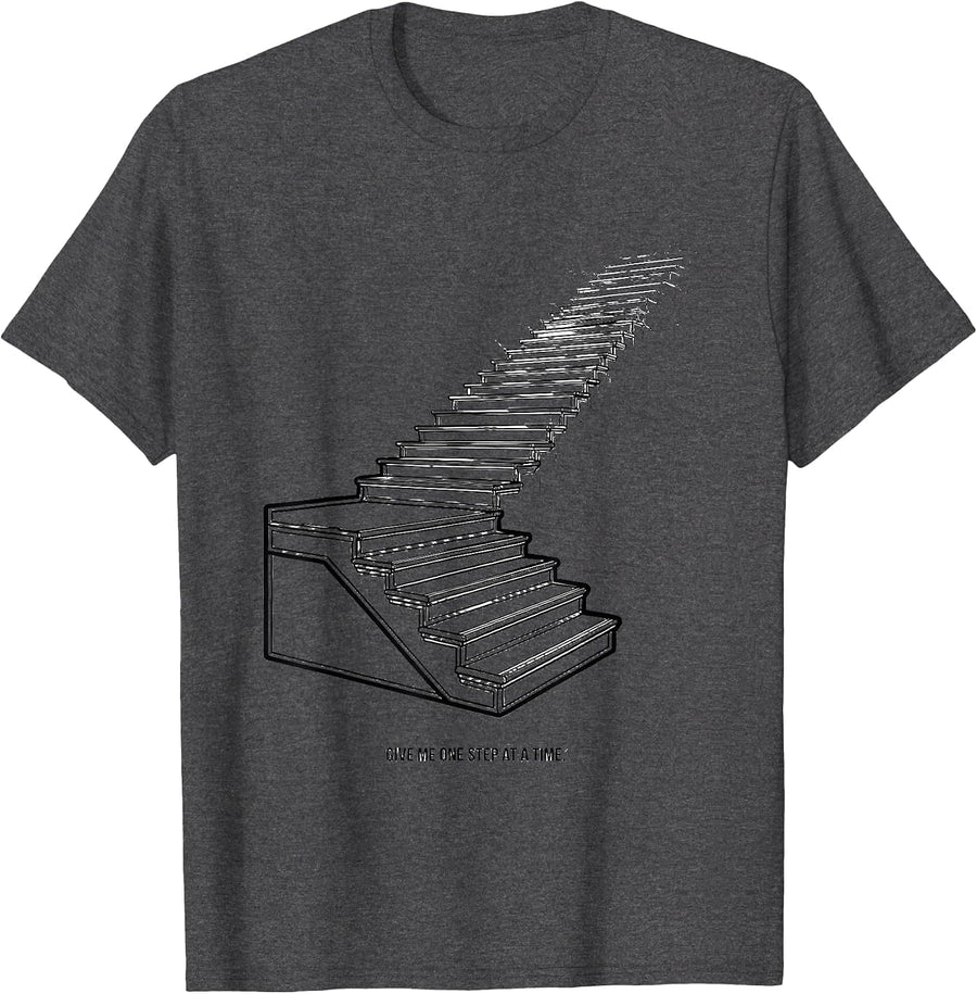 Men's Give Me One Step At A Time Neurodivergent ADHD Autism T-Shirt - Dark Heather Grey
