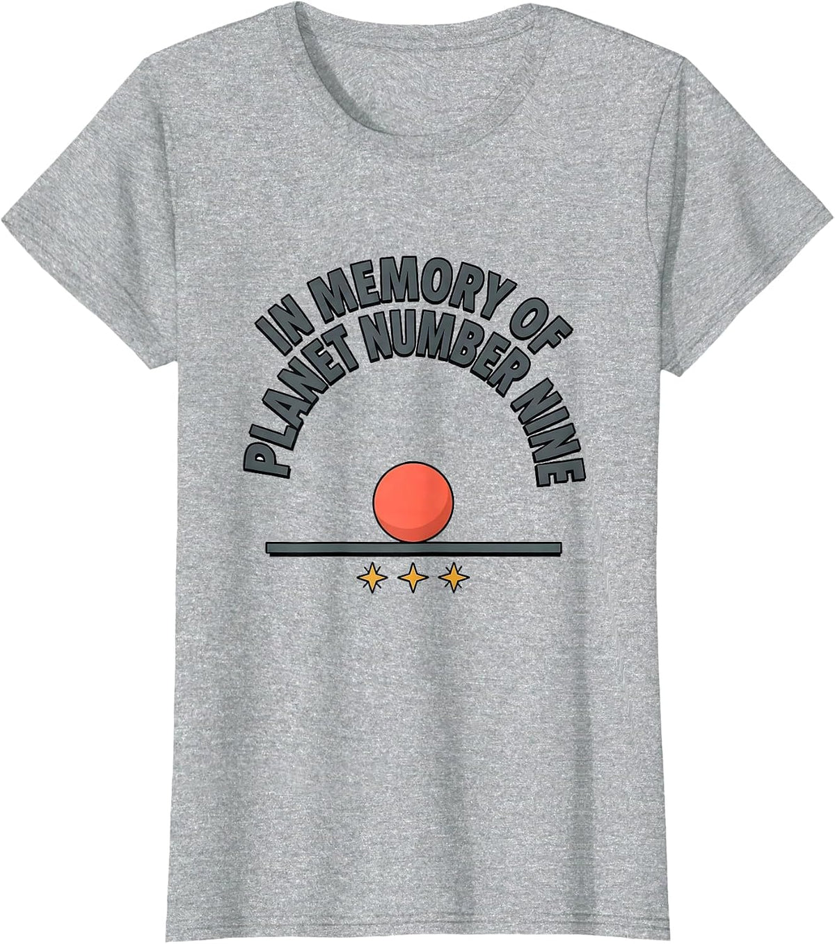 In Memory Of Planet Number Nine Funny Retro Space Astronomy T-Shirt - Heather Grey