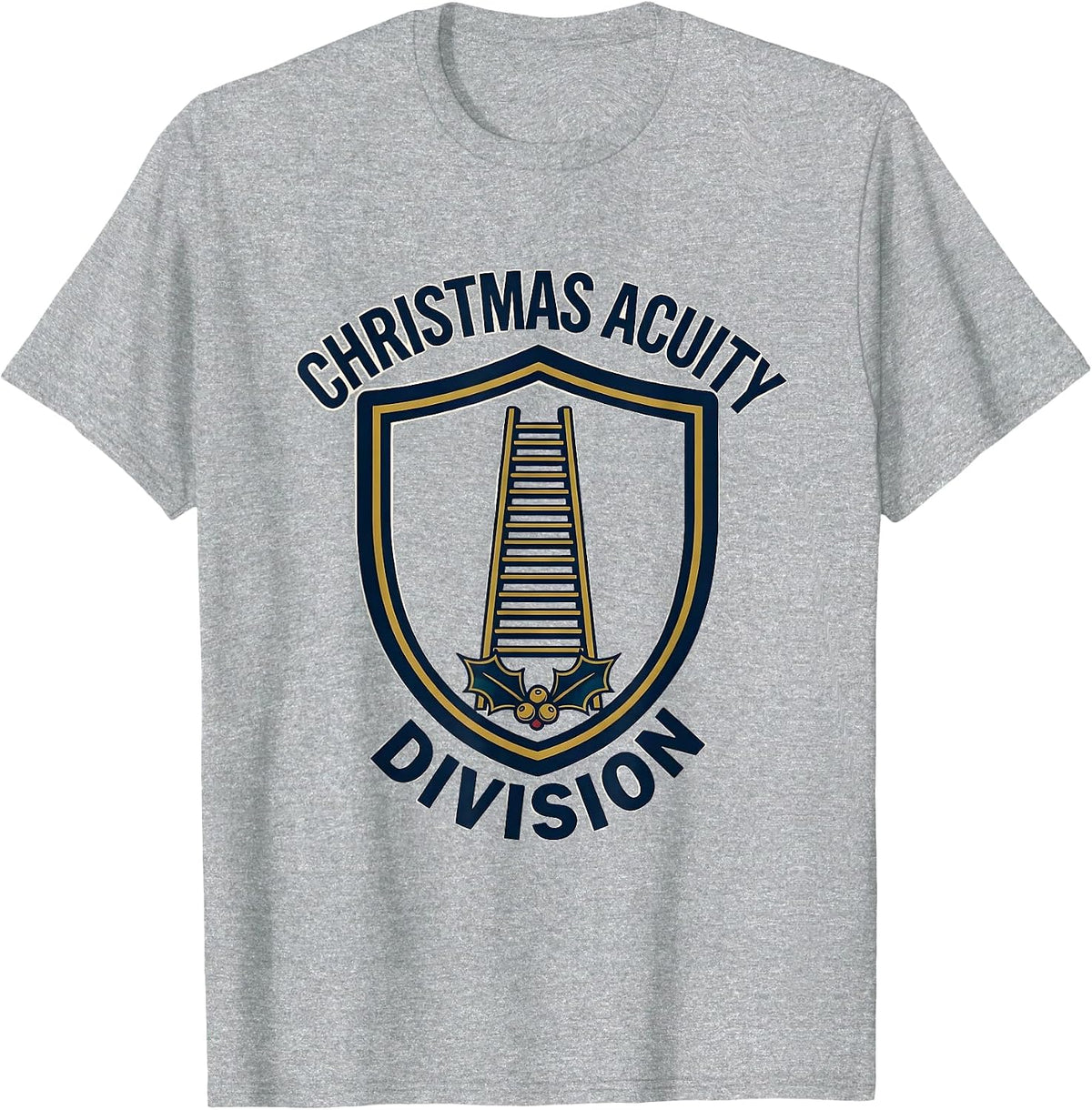 Men's Christmas Acuity Division Emblem Optometrist Eye Doctor T-Shirt - Heather Grey