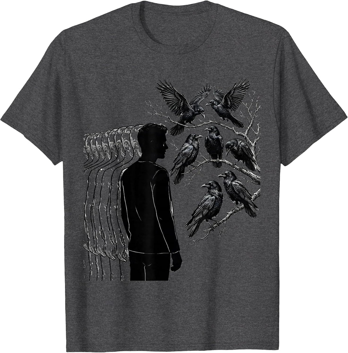 Men's Crow Murder Dark Humor Gothic Bird Lover Halloween T-Shirt - Dark Heather Grey