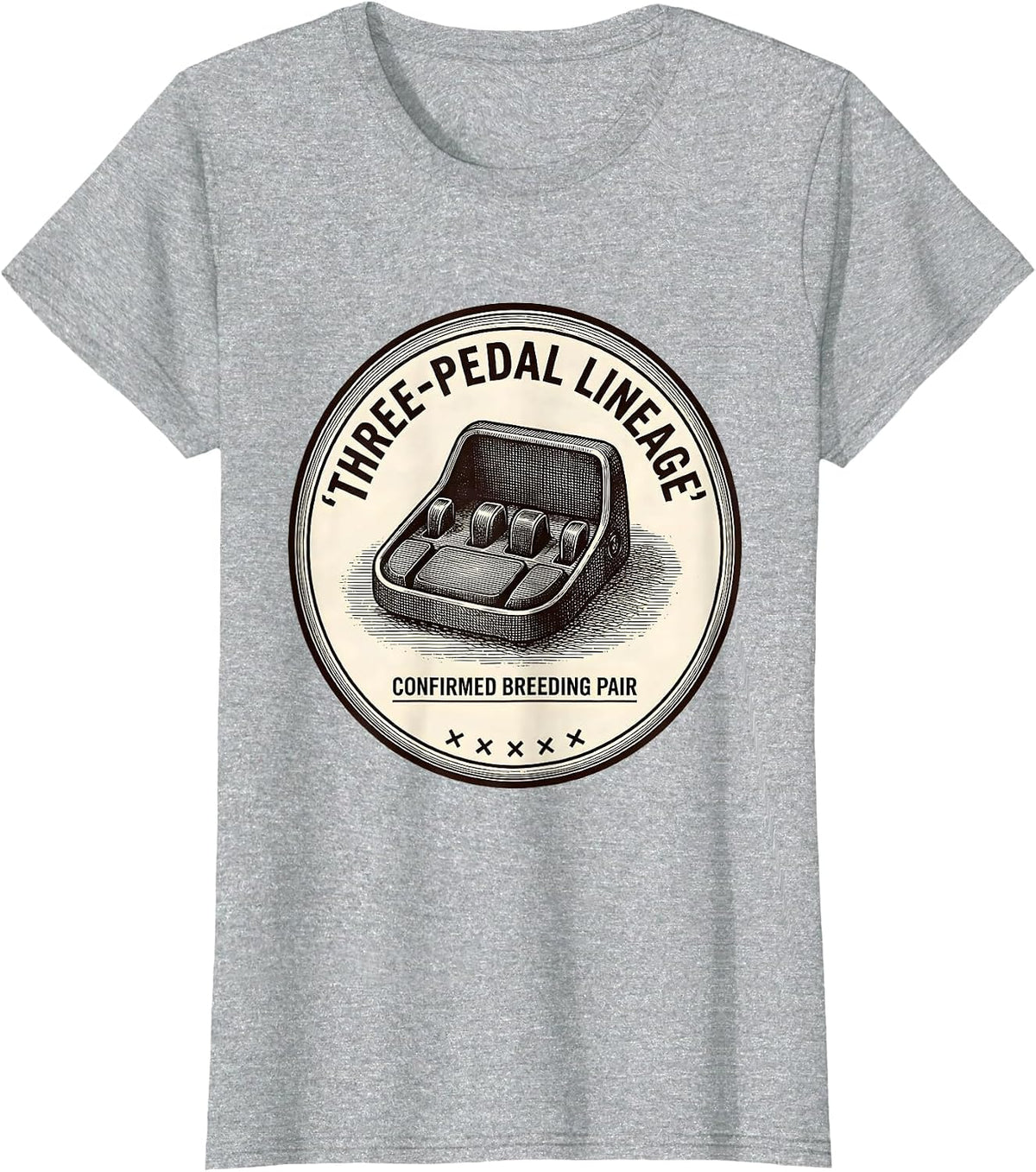 Three-Pedal Lineage, Confirmed Breeding Pair Car Guy T-Shirt - Heather Grey