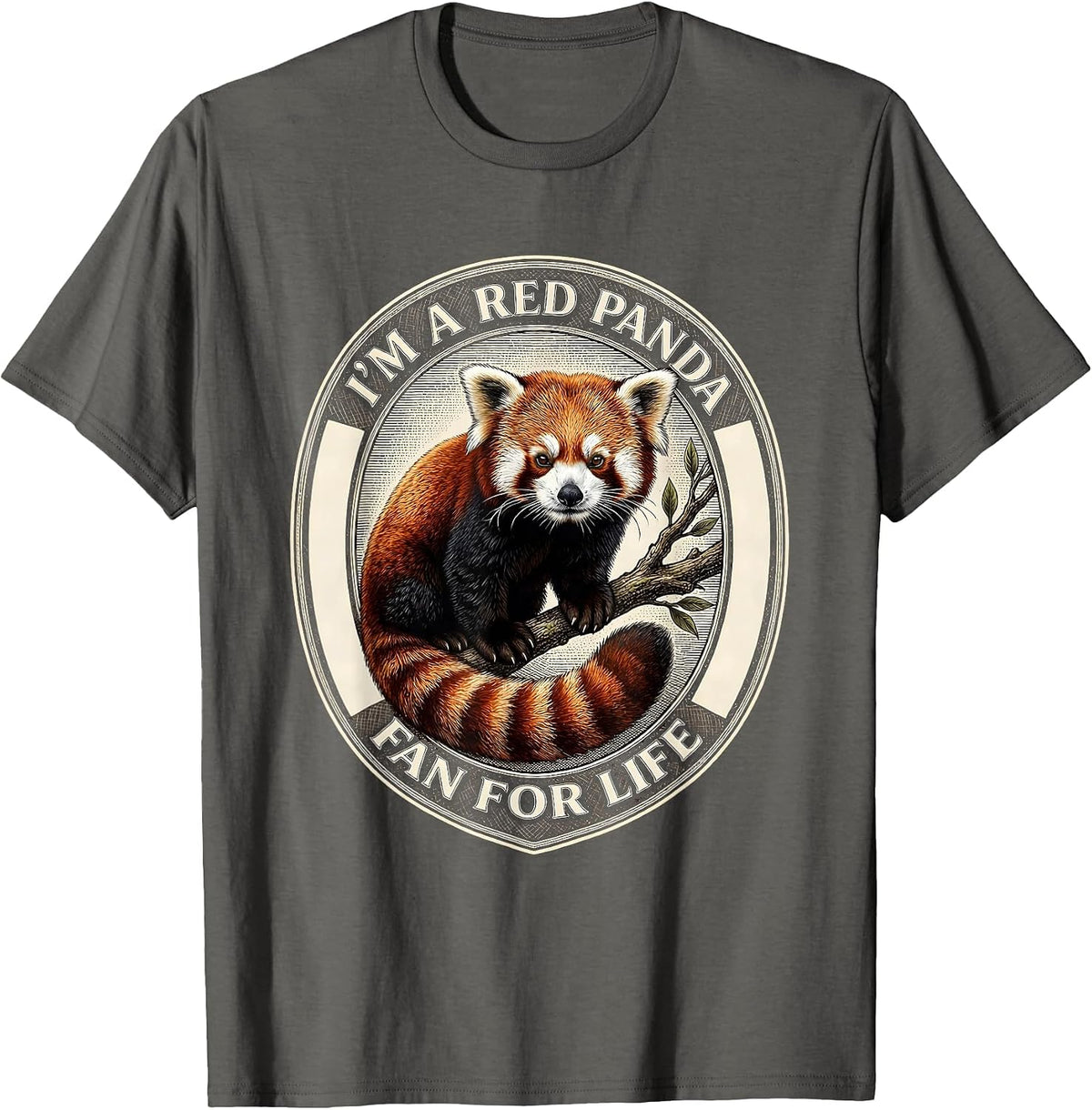 Men's I'm A Red Panda Fan For Life Cute Red Panda Lover Gift T-Shirt - Asphalt Grey