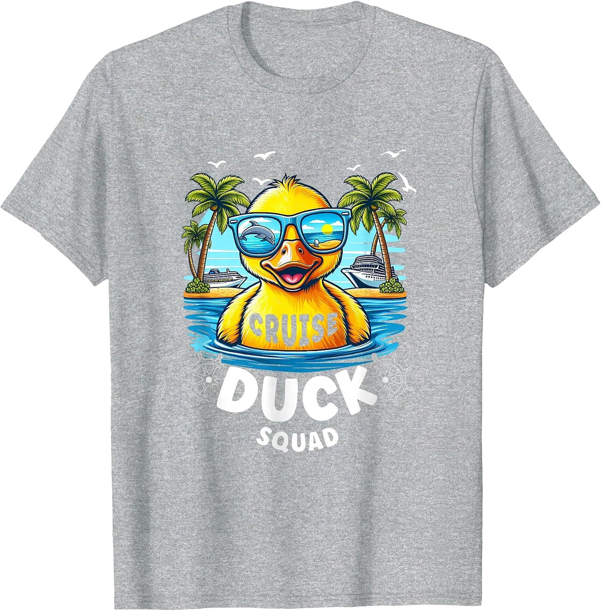 Funny Duck Cruise Rubber Duck Squad Vaction Cruise Ship T-Shirt - Heather Grey