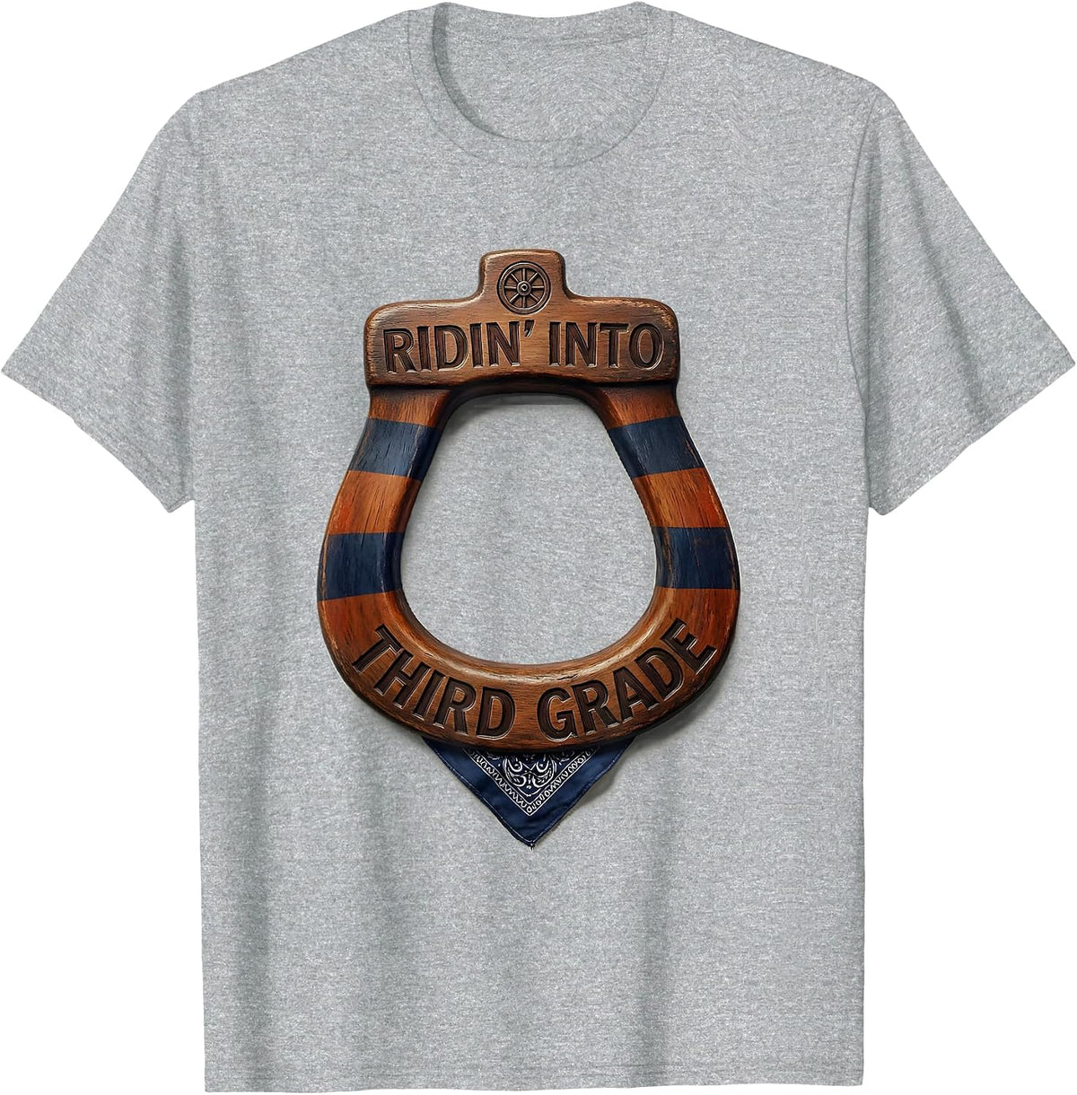 Men's Ridin Into Third Grade Western 3rd Grade Teacher Back To T-Shirt - Heather Grey