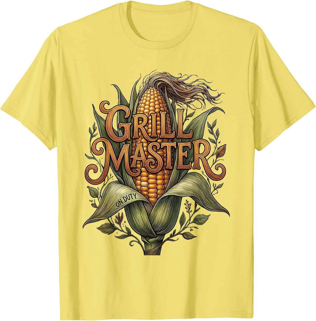 Men's Grill Master Labor Day Corn On The Cob Design T-Shirt - Lemon Yellow