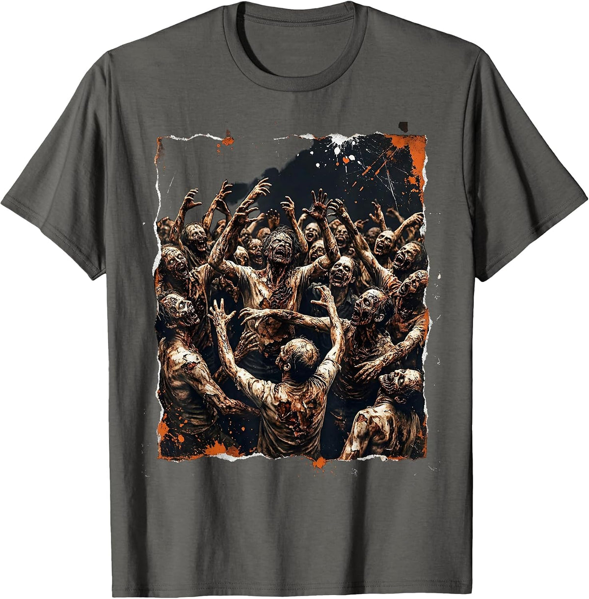 Monster Mash Zombie Mosh Pit Concert Crowd T-Shirt - Asphalt Grey
