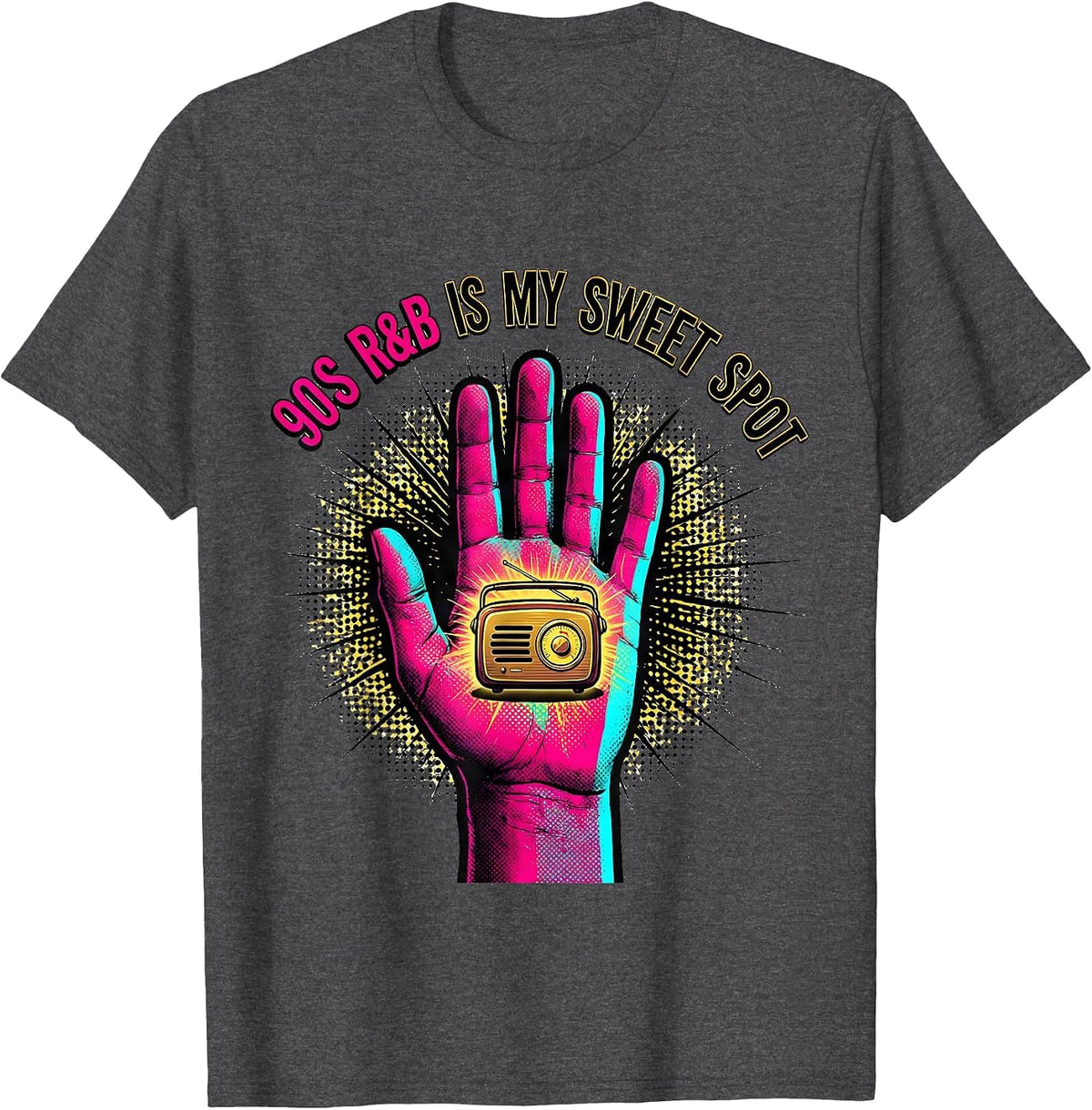 90s R&B Is My Sweet Spot Nostalgic Retro Music Fan T-Shirt - Dark Heather Grey
