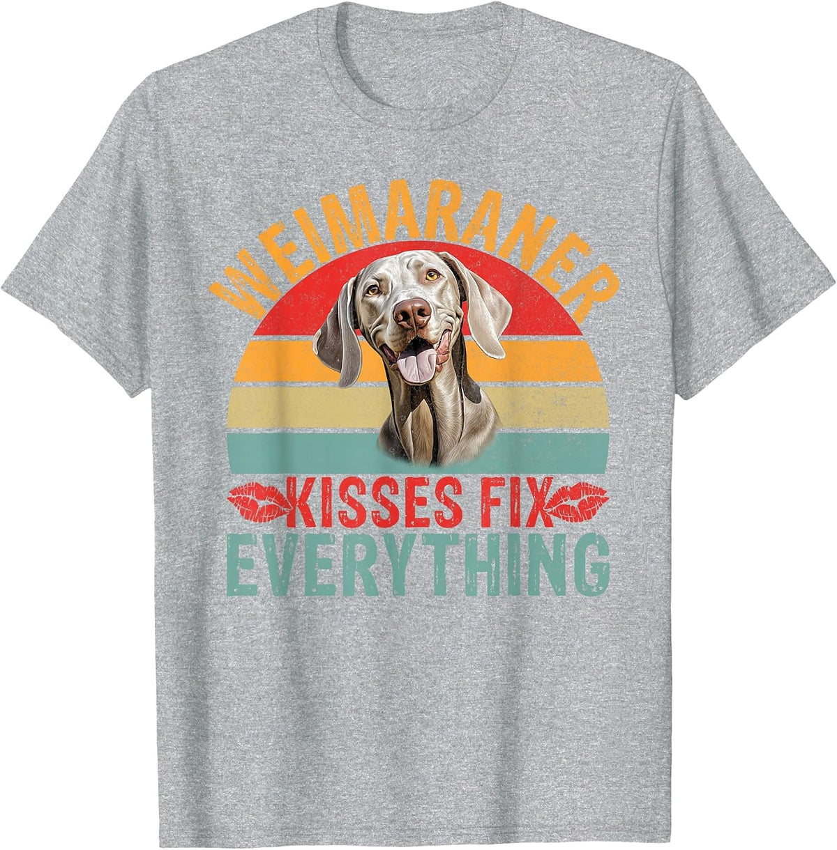 Weimaraner Kisses fix Everything Weimaraner T-Shirt - Heather Grey