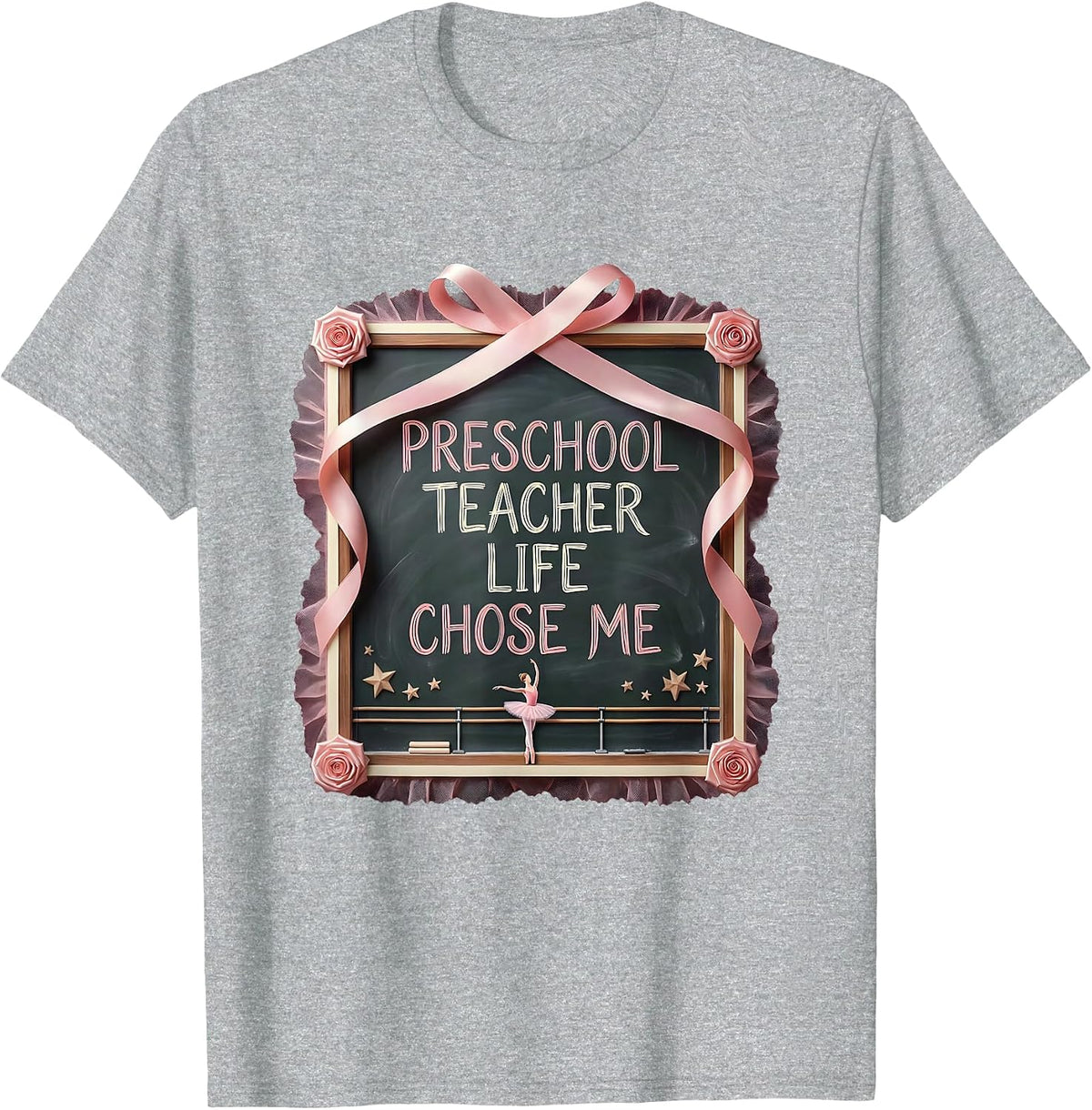 Men's Preschool Teacher Life Chose Me Educator Design T-Shirt - Heather Grey