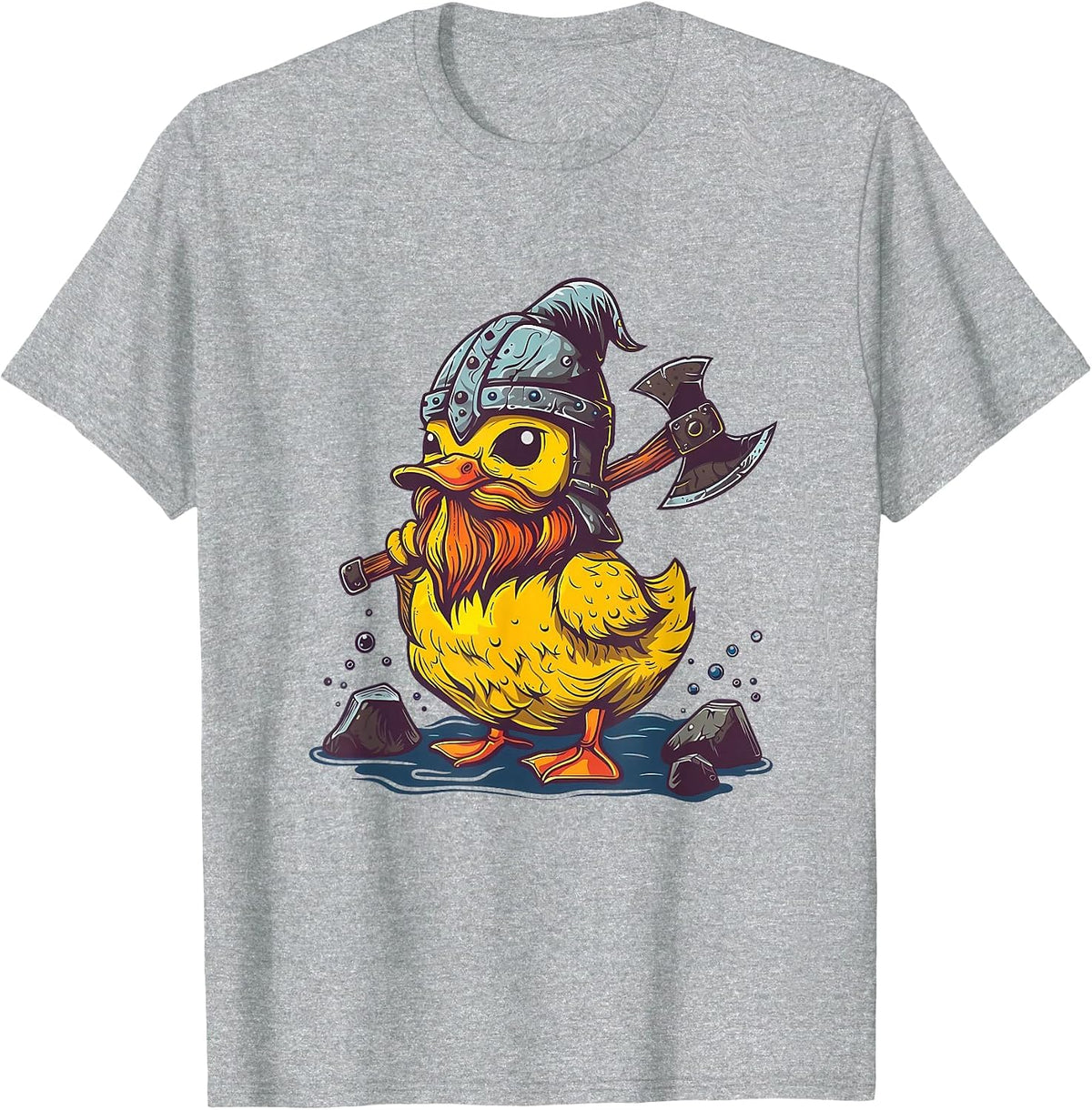 Rubber Duckie Rubber Duck Viking Duck Funny Rubber Duck T-Shirt - Heather Grey