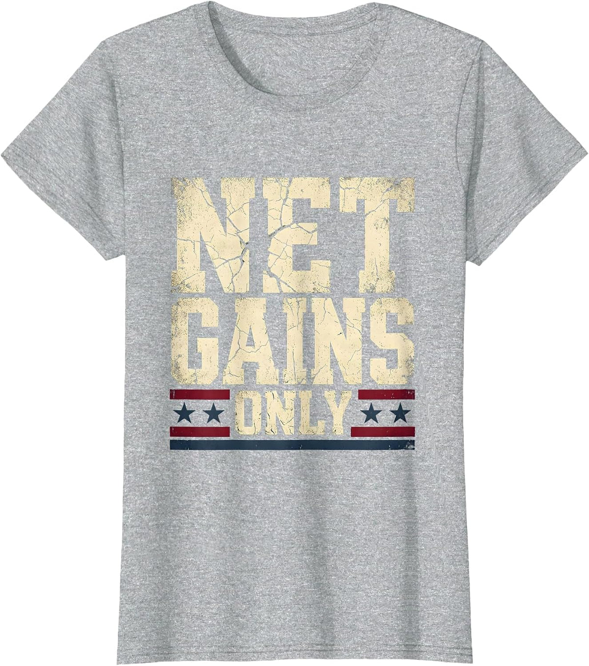 Net Gains Only Tennis Graphic Design T-Shirt - Heather Grey