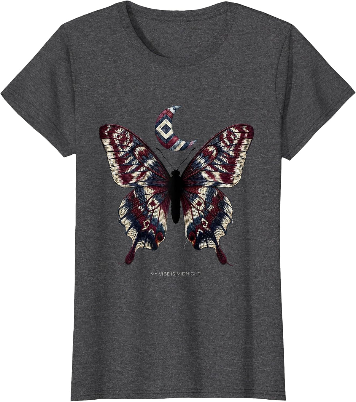 Women's My Vibe Is Midnight Goth Dark Aesthetic Design T-Shirt - Dark Heather Grey