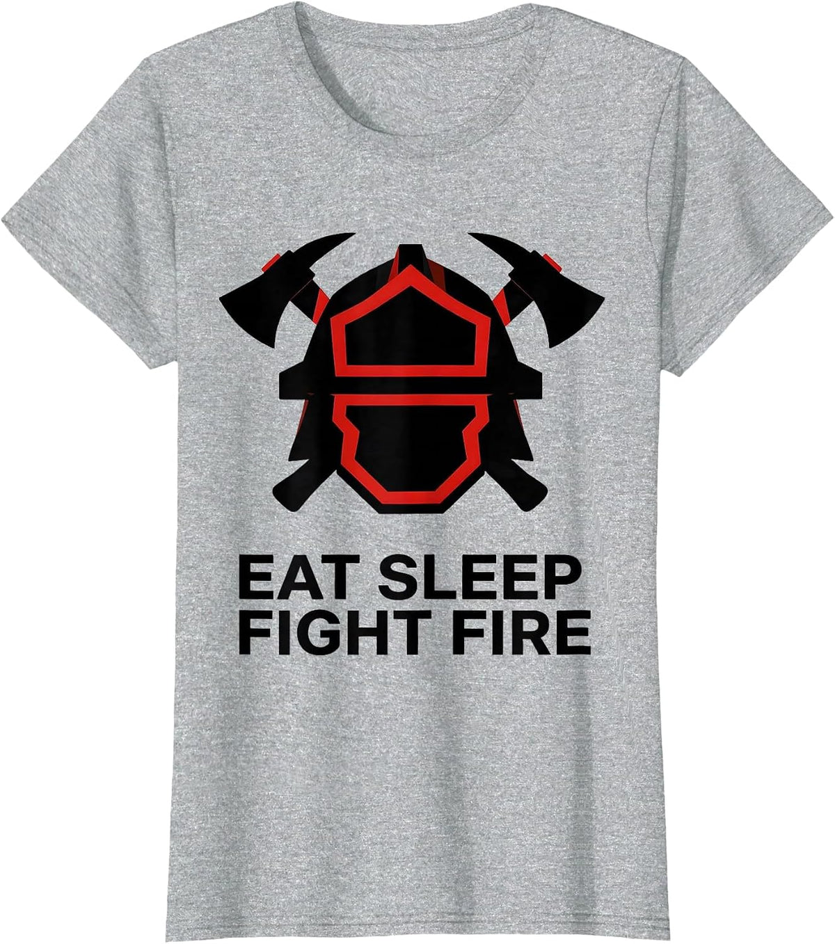 Women's Eat Sleep Fight Fire Firefighter Design T-Shirt - Heather Grey