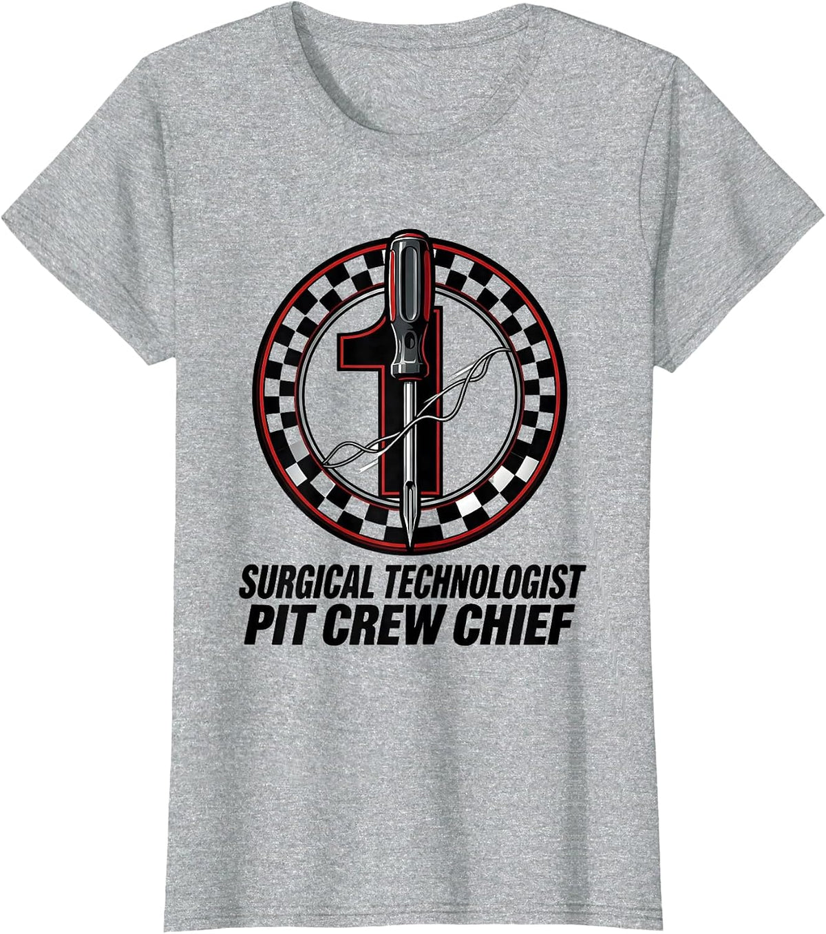 Surgical Technologist Pit Crew Chief Racing Livery Graphic T-Shirt - Heather Grey