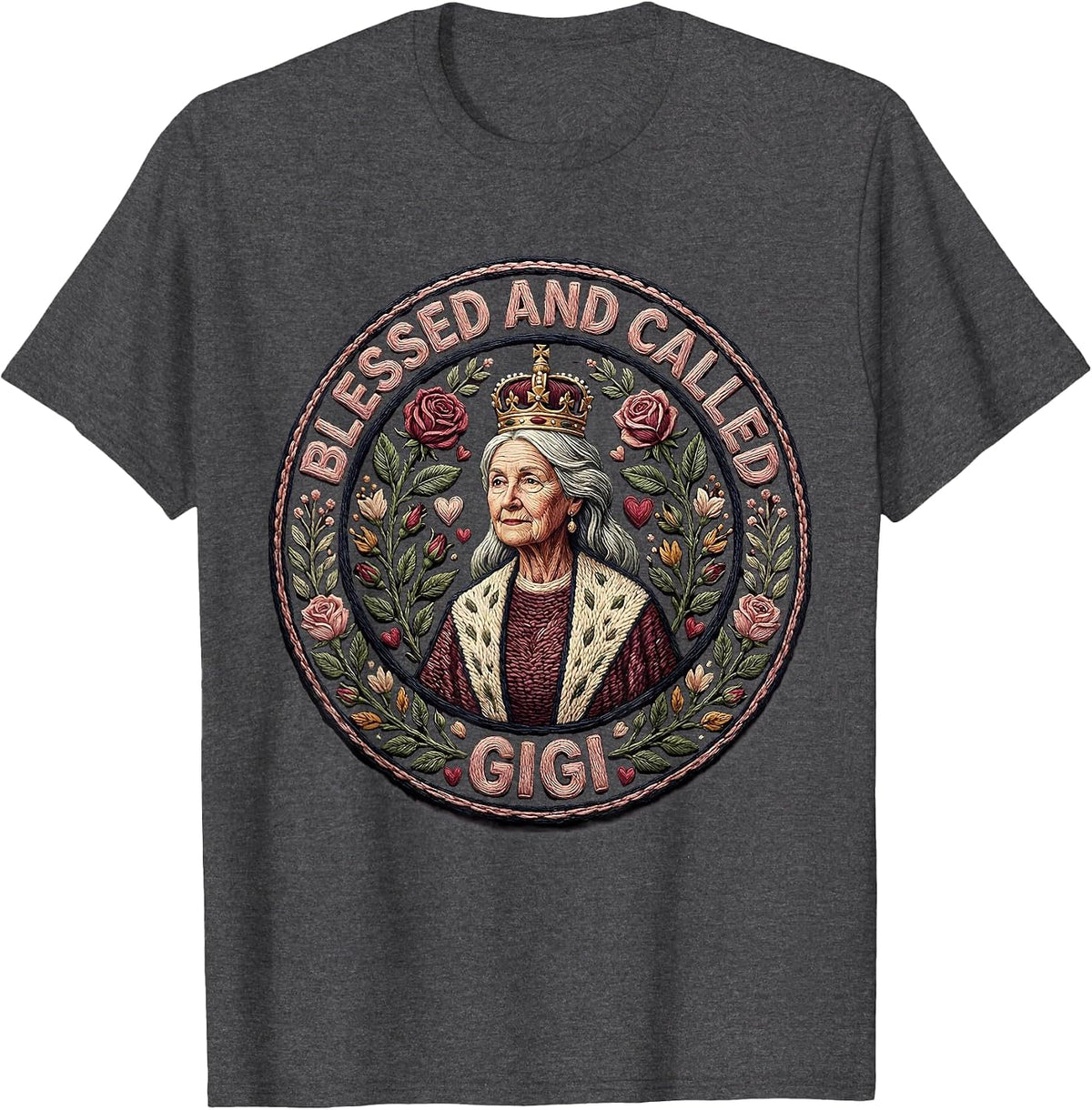Men's Blessed and Called Gigi Grandmother Design T-Shirt - Dark Heather Grey