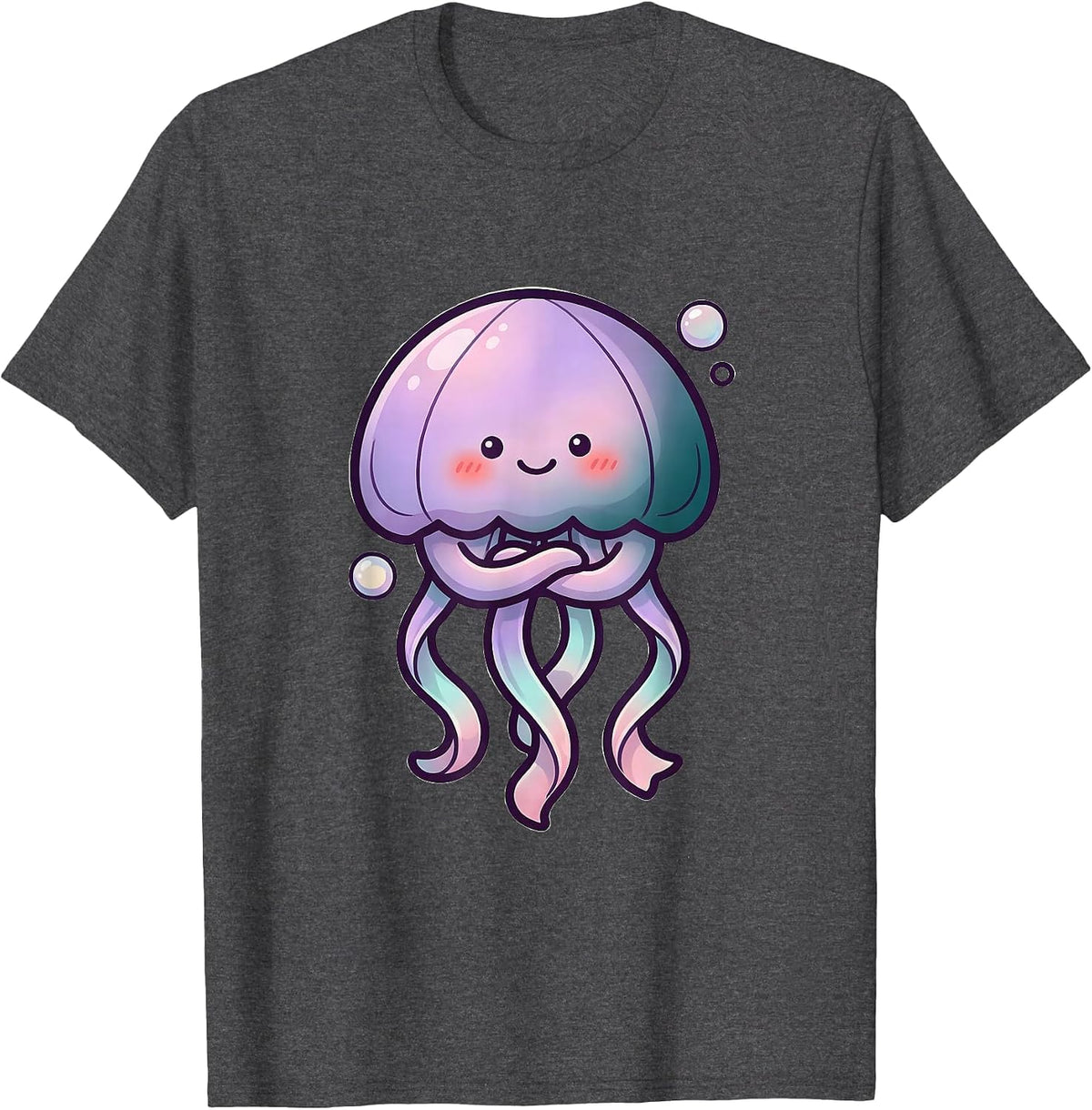 Cute Kawaii Jellyfish Pastel Sea Creature T-Shirt - Dark Heather Grey