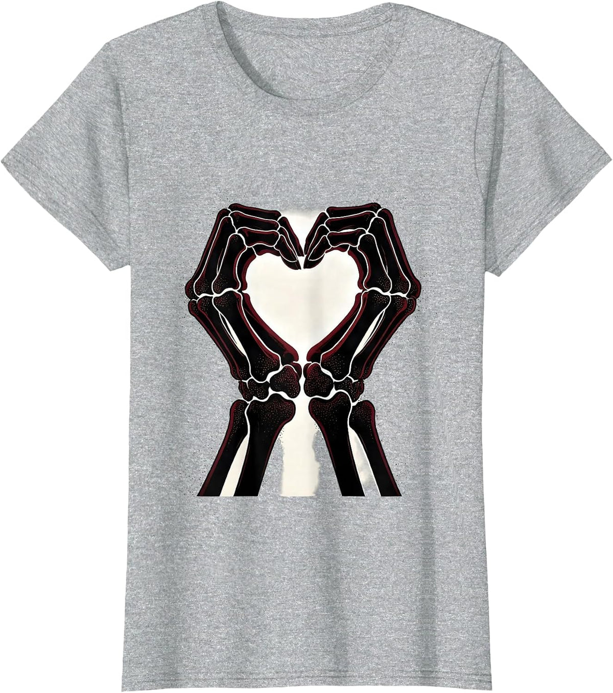 Skeleton Hands Heart Graphic Design T-Shirt - Heather Grey