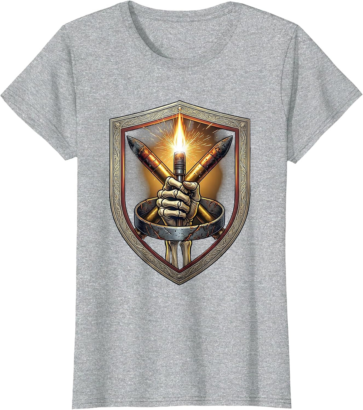 Welder Skeleton Shield Welding Tradesman Humor T-Shirt - Heather Grey