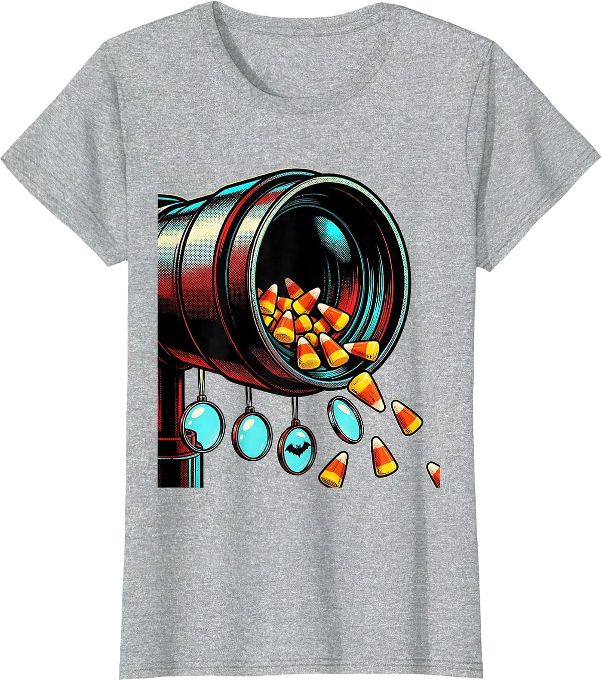 Lensometer Candy Corn Pop Art Optometrist Halloween Humor T-Shirt - Heather Grey