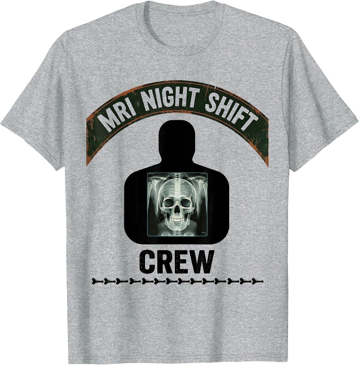 Men's MRI Night Shift Crew Vintage Radiology Tech Halloween Humor T-Shirt - Heather Grey