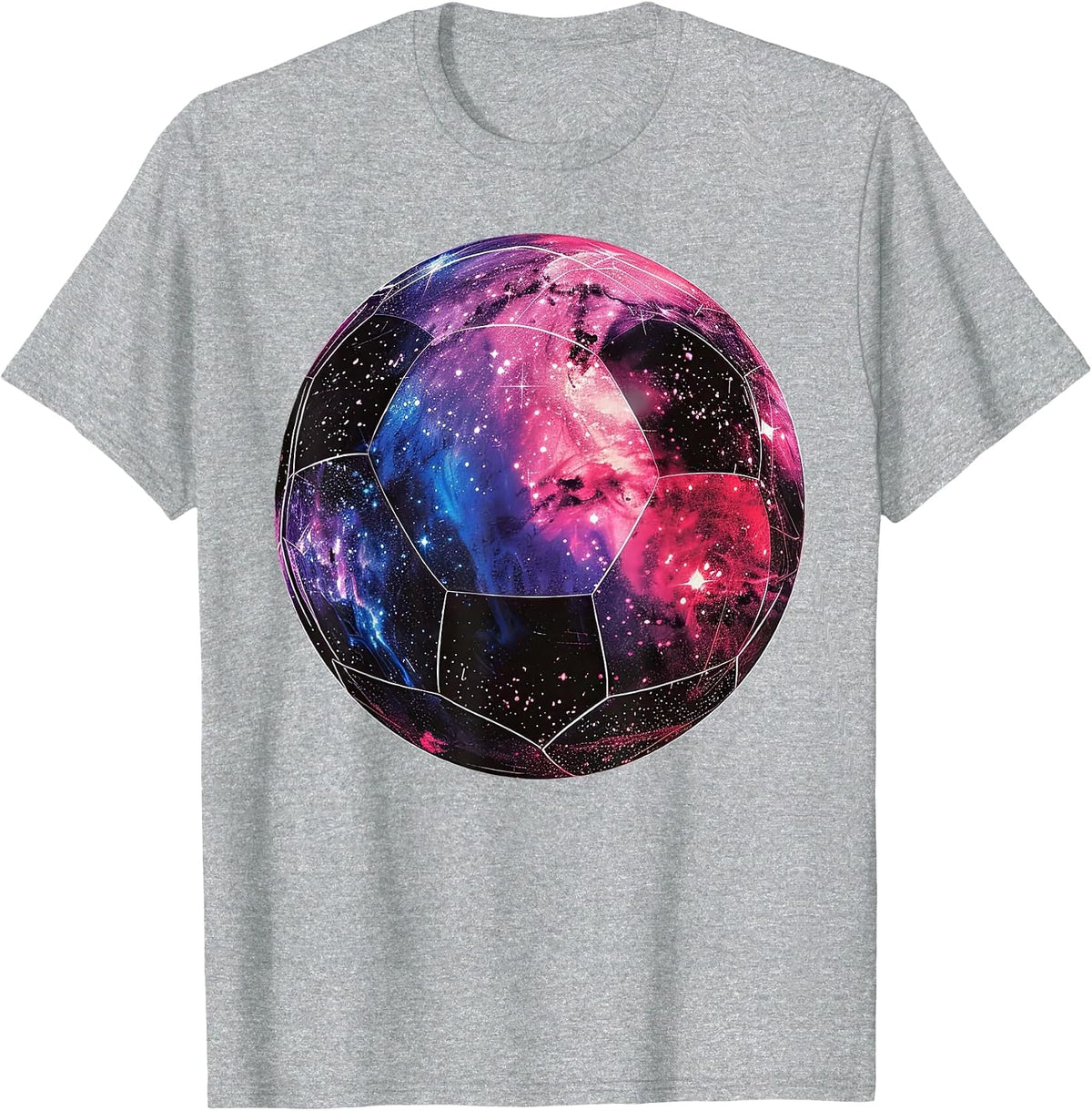 Space Galaxy Soccer Ball Cosmic Milky Way Nebula Stars T-Shirt - Heather Grey