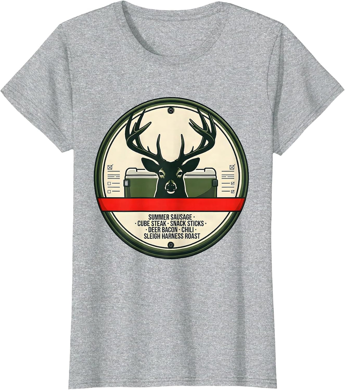 Summer Sausage Cube Steak Deer Bacon Christmas Deer Hunter T-Shirt - Heather Grey