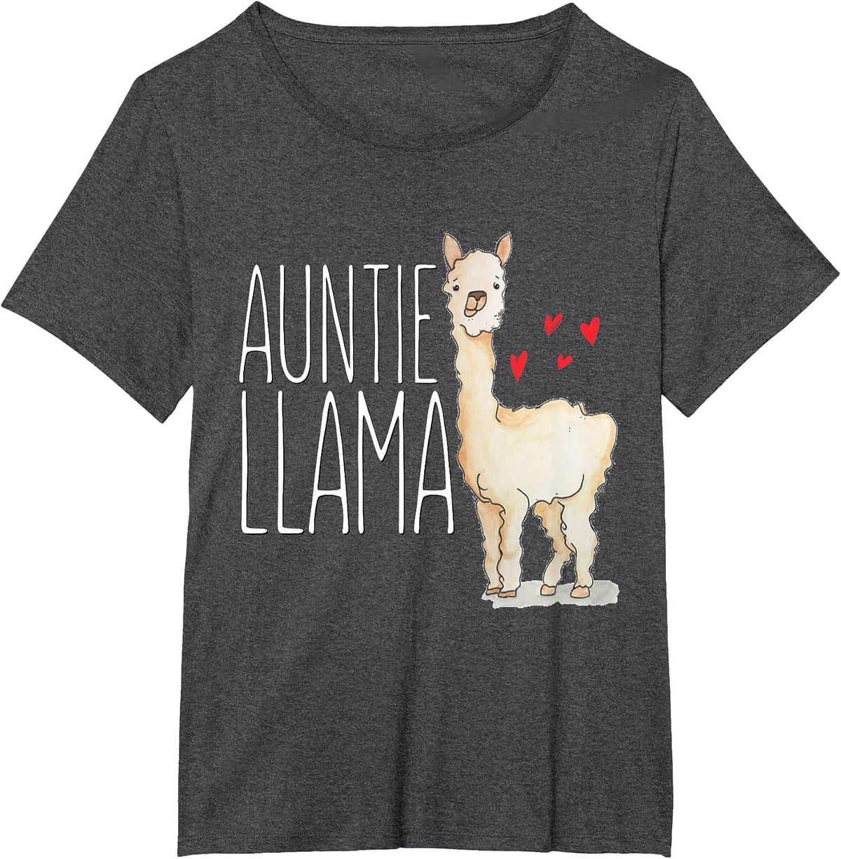 Auntie Llama T-Shirt Funny Matching Family Tribe Hearts T-Shirt - Dark Heather Grey